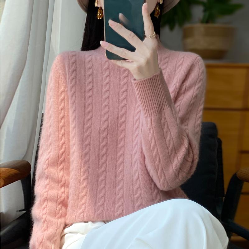 Women's Cashmere Sweater Qinghe Cashmere 30% Cashmere 70% Wool Autumn and Winter Pullover Warm and Fashionable