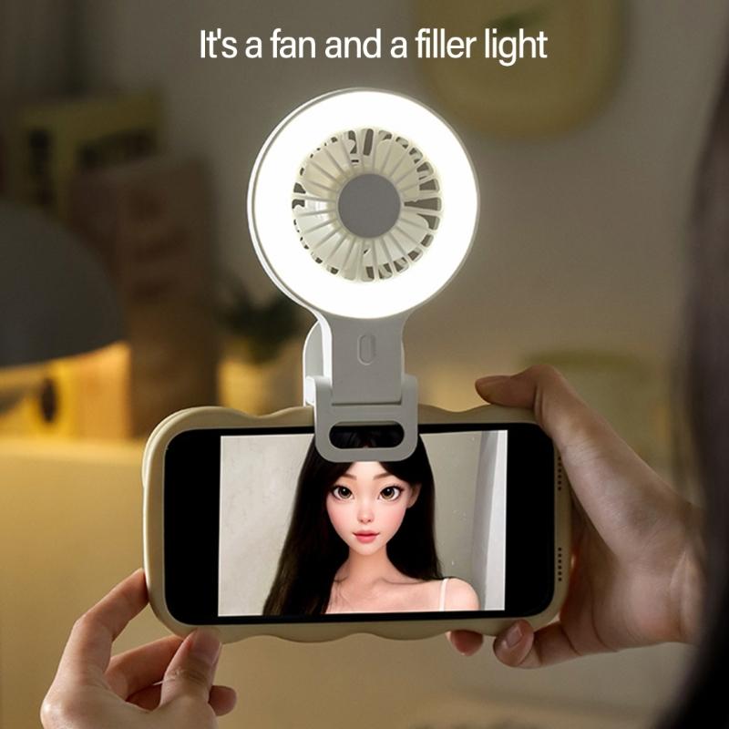 Portable USB Charging Desk Fan With Phone Holder And Three Speed Setting Suitable For Camping Photography Mobile Devices