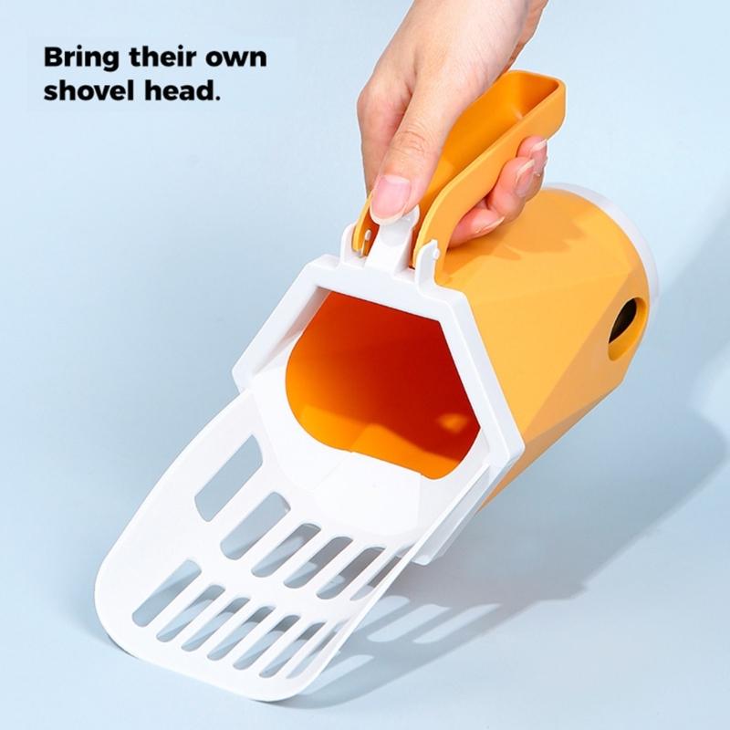 Cats Cleaning Scoop Litter Scoop with Stand Holder 2-in-1 Cats Litter Scooper Litter Shovel with Garbage Container