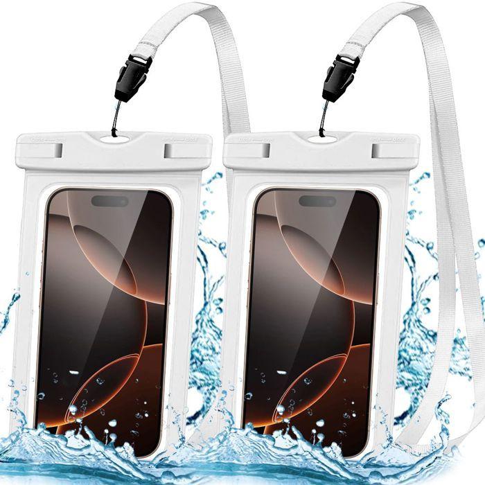 2x Waterproof Case for iPhone 16 Pro 16e 16 Plus 15 Pro 14 Plus 14 Pro 13 12 11 XR XS 8 7 6 - IPX8 Protection White Border