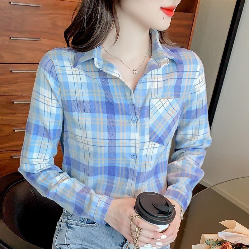 2024 Women's Retro Plaid Long Sleeve Shirt - Spring/Autumn Fashion