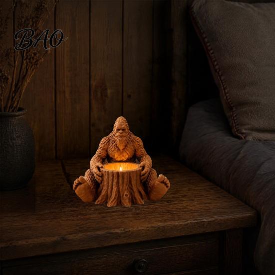 Thoughtful Housewarming Gift Giant Forest Creature Statue Candle Holder, Sitting Tree Stump Tealight Candlestick, Whimsical Cabin Accessories