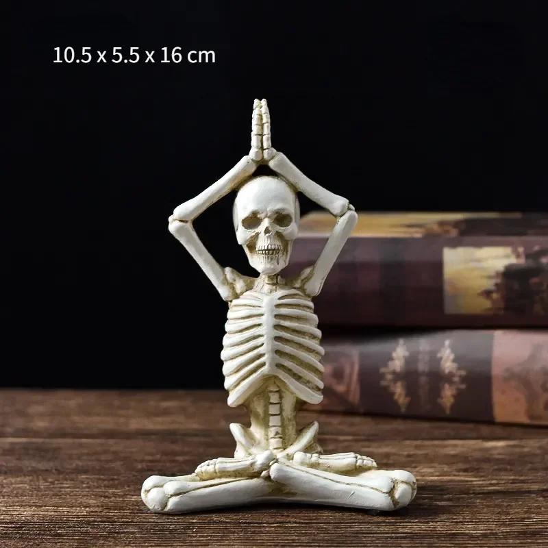 Schädel Figuren Schädel Gothic Zimmerdeko Schreckliche Geist Harz Skelett Skulpturen für Innen Hausdekorationen