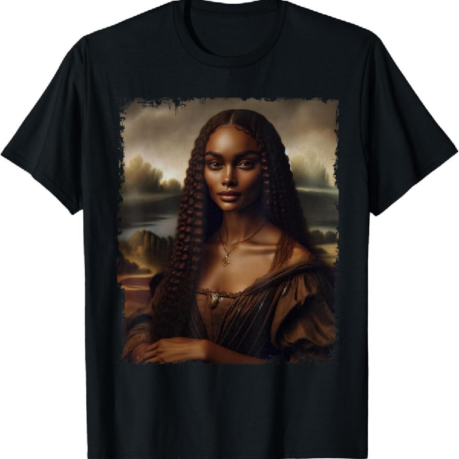 

Afro Queen Mona Lisa Melanin Black History Month For Women T-Shirt XXXXXL