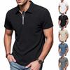 Men's Summer Loose Zip-up Half-zip Lapel Short-sleeved T-shirt