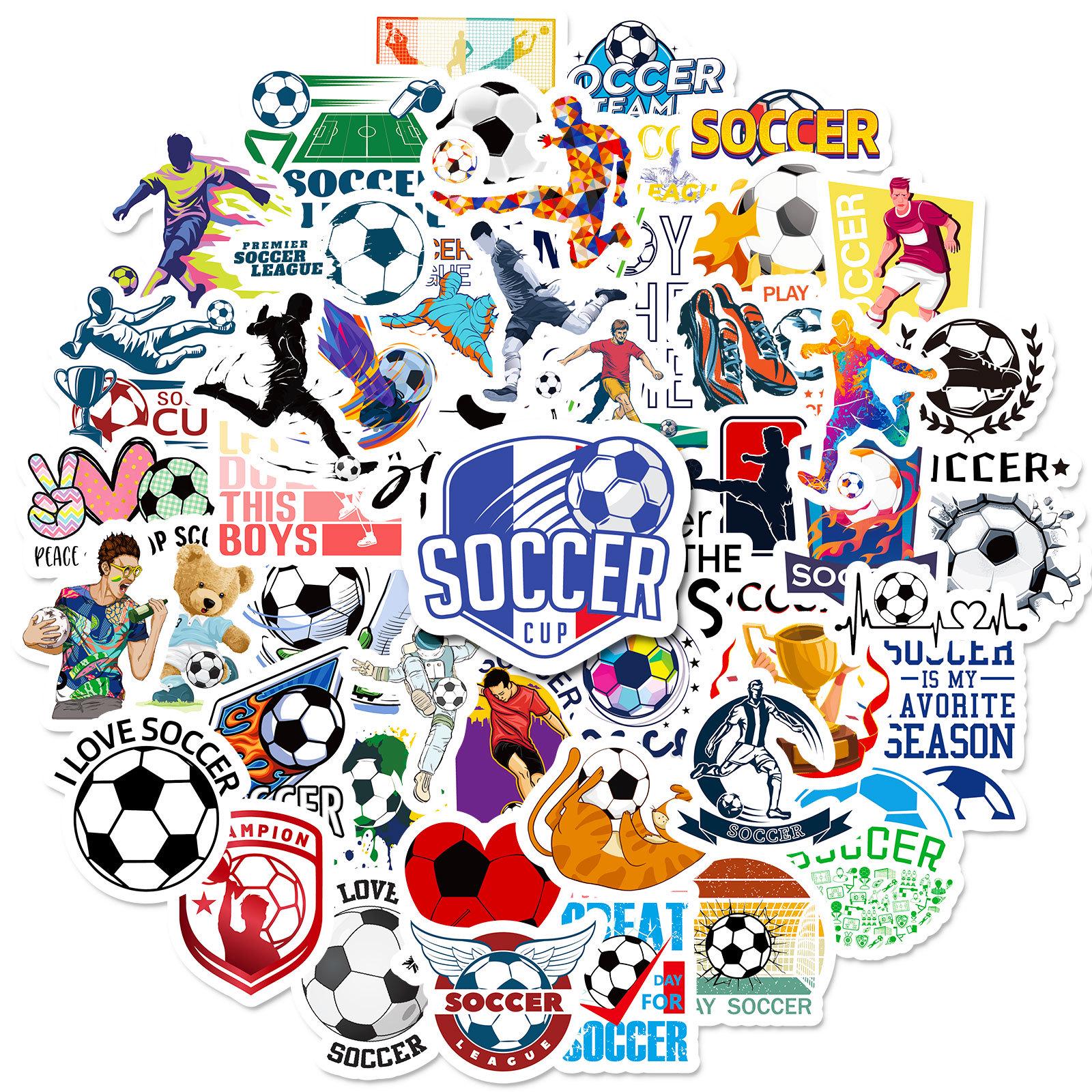50-Pack Waterproof Graffiti Football Star Stickers - World Cup Team Self-Adhesive Collection