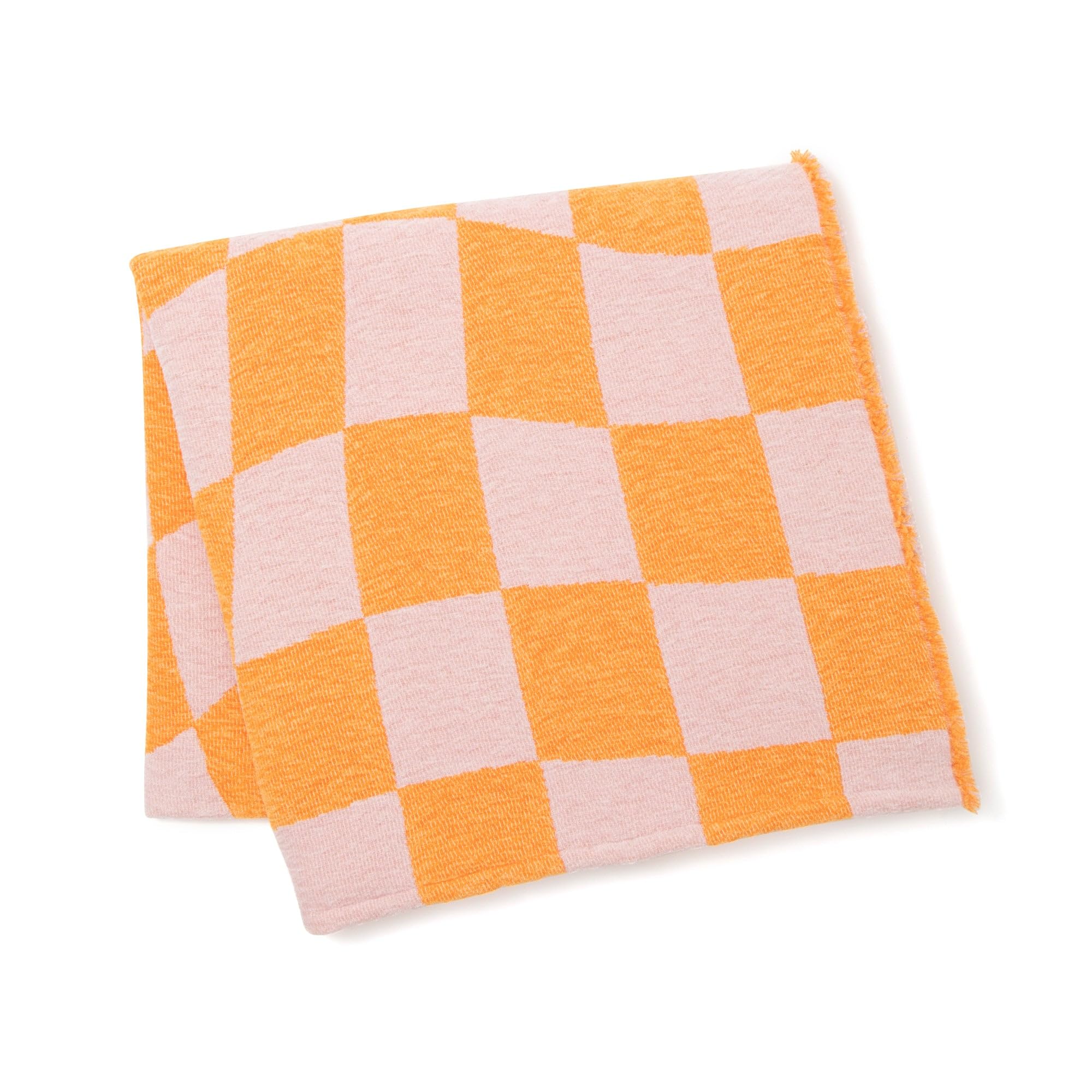 

Francfranc Checkerboard Throw, 170x130cm, Pink and Orange, Blanket, Bed Liner, Check Pattern