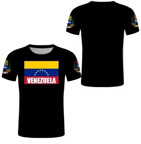 Venezuelan flag and emblem 3D printed T-shirt for women and men, high-quality clothing