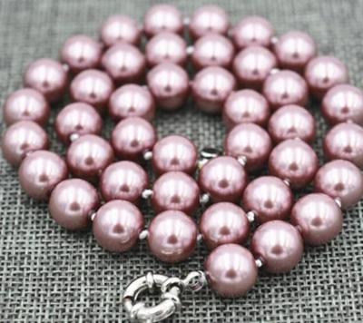 New 10mm Silver Champagne South Sea Shell Pearl Necklace 18"