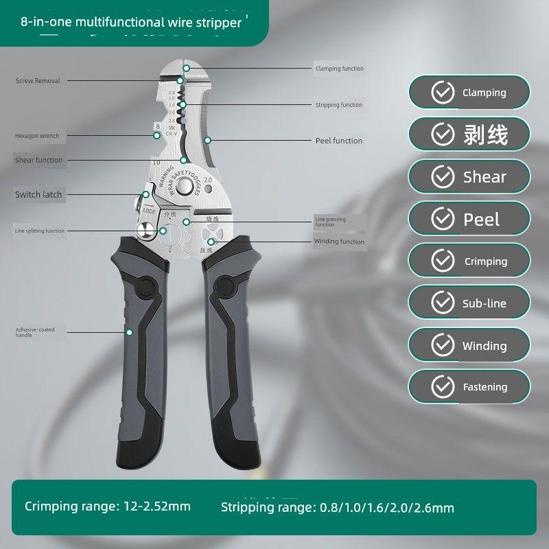 

Lvlin Wire Stripper Electrician Dedicated New Multi-Functional Electrician Pliers Tool Complete Wiring Plier Cable Cutters [8 in 1] wire stripping pliers (electrical Plaid)