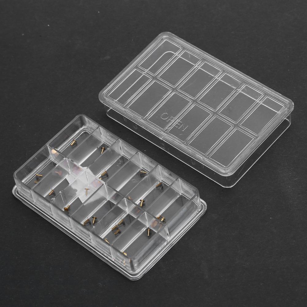 60pcs Copper Material Copper Watch Dial Feet 12-Size Assortment Multiple Compartments Box Watch Dial Feet Assortment