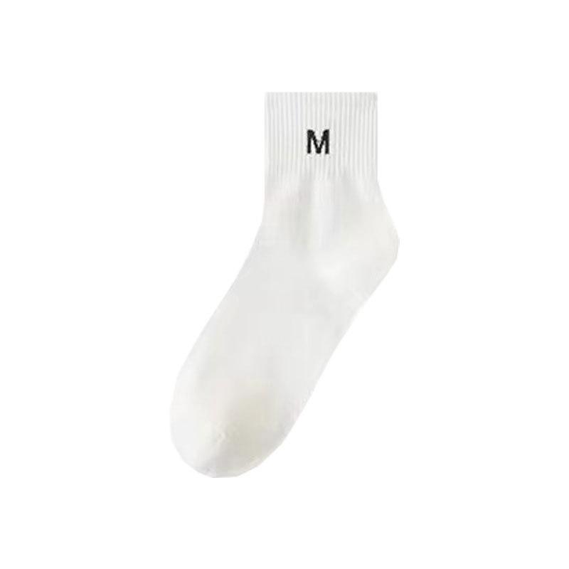 Men's Breathable Cotton Mid-Tube Socks - Sweat-Absorbent, Deodorant, Black & White, Business Casual for Spring/Summer