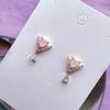 Earrings Angel Heart Pink Love Heart Rose Gold Diamond Inlay Exquisite Millennium Style Earrings Women