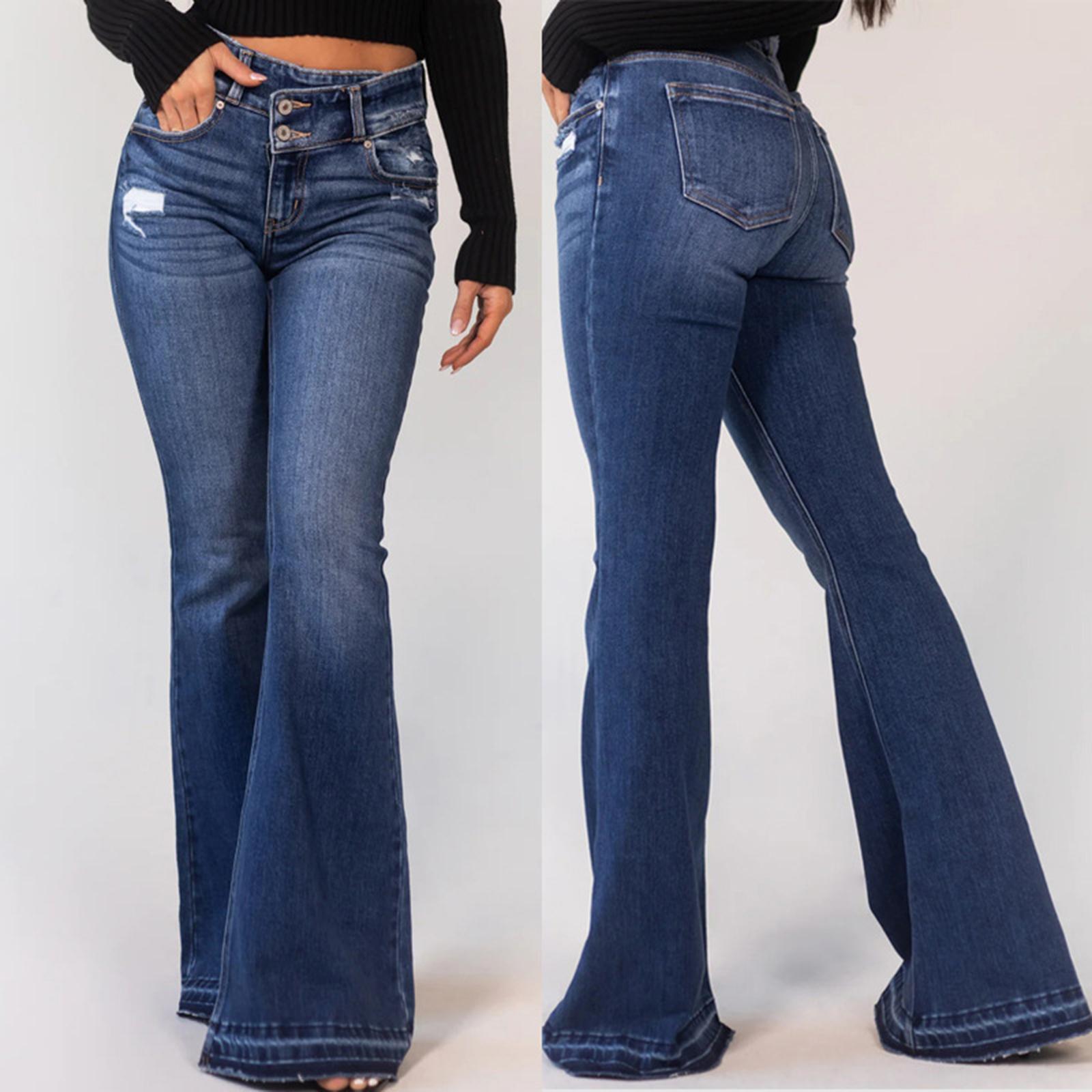 

Женские джинсы средней посадки, эластичные, модные, прямые, джинсовые брюки с карманами XXL