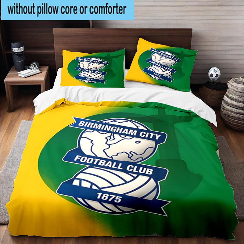 3pcs Birming-ham Football Club Printed Bedding Set Duvet Cover Closure Includes 1 Duvet Cover & 2 Pillowcases Bedding Sets Home Decor Gifts