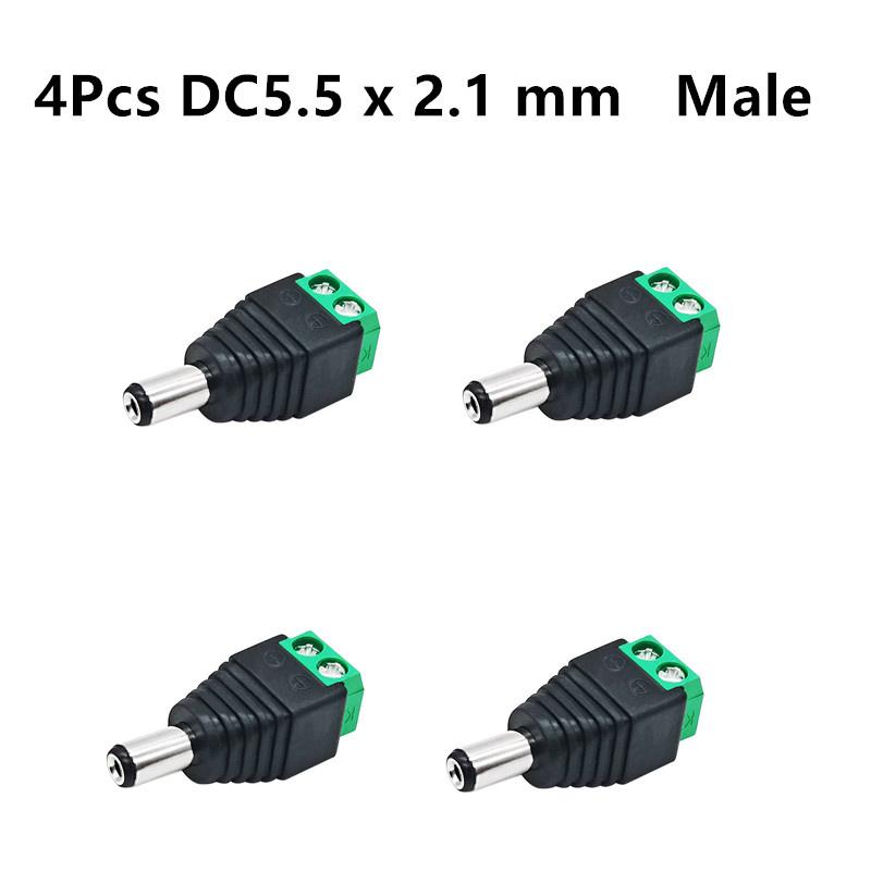 4pcs DC5.5x2.1 Plug male or Female Cable Wire Connector For LED Strip Free Welding LED Strip Adapter Connector