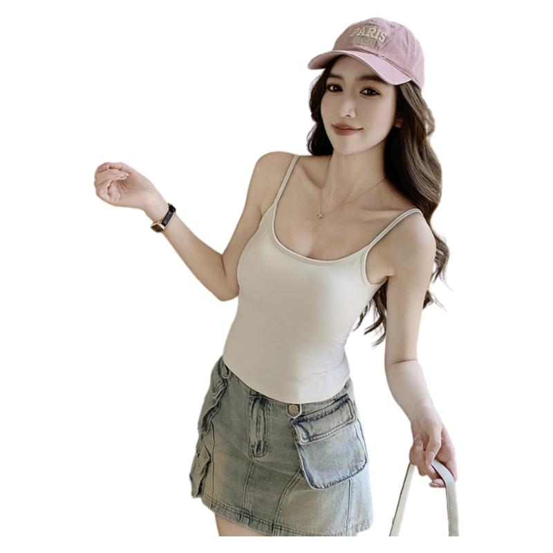 LangSha Red Spaghetti Strap Women's New Padded Sexy Sleeveless Tank Top Outerwear