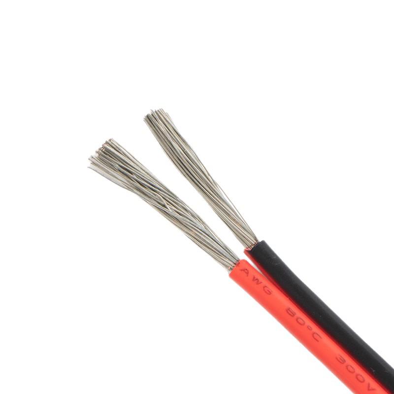 UL2468 Red-Black Ribbon Cable, 10A, White Print, 28/26/24 AWG Parallel Wire Power Cord.