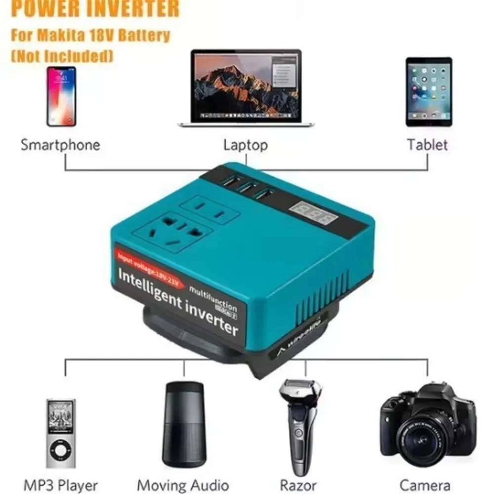 120W Lithium Battery Inverter DC 18-21V to AC 220V Electric Tool Power Inverter Compatible with Makita Brand for Power Tools