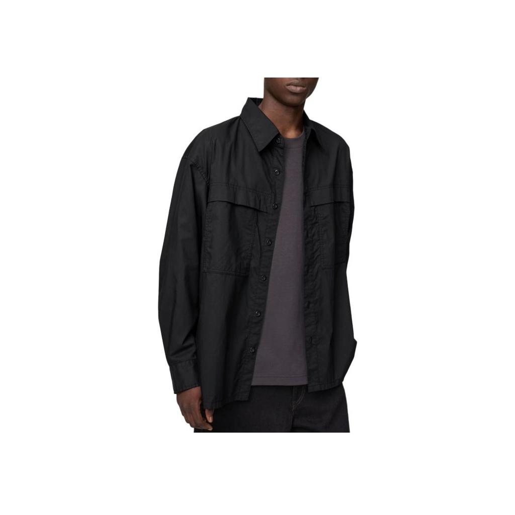 Uniqlo U Series Solid Color Loose Fit Work Long Sleeve Shirt Men shirts Black 480652-09