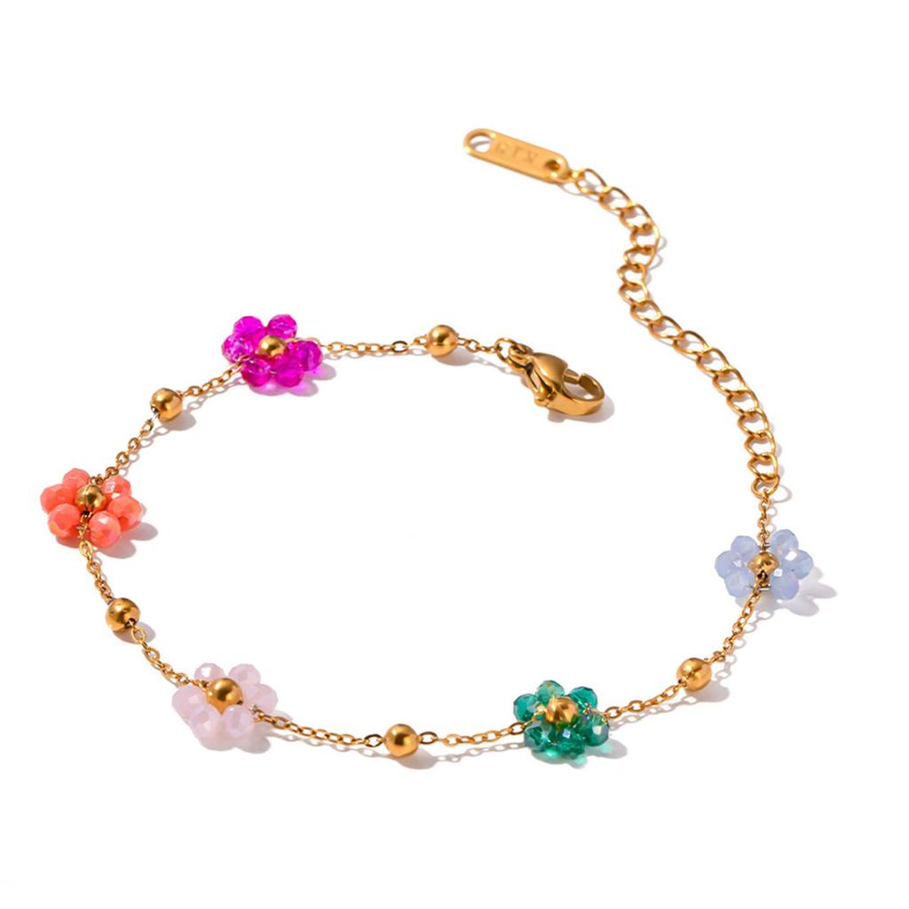 Crystal Floral Jewelry Colorful Flower Necklace/Bracelet Valentine's Day Gift Stylish Accessory for Everyday Wear