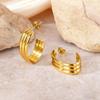 European & American Retro Geometric Hoop Earrings in Titanium Steel with 18K Texture - High-End Niche Design, Trendy Style for Women