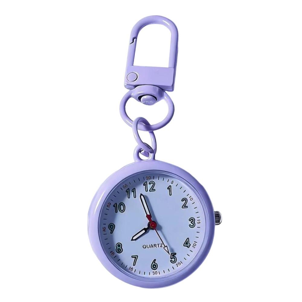 Silent Movement Exam Watch Alloy Case Leather Cover Keychain Watch Reusable Design Mini Size Pocket Watch Key Ring Accessory