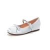 Inwardly Raised Rhinestone Bow Mary Jane French Ballet Single Shoes with Flat Bottom