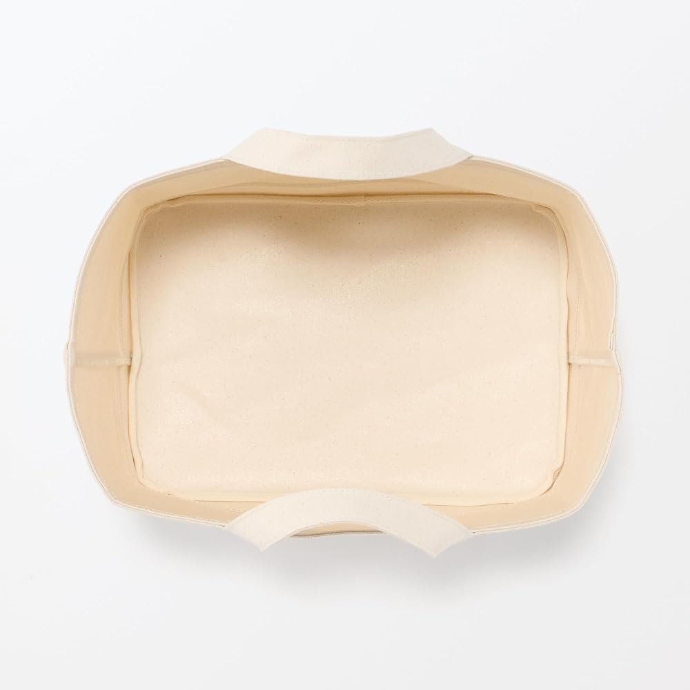 MUJI Cotton Canvas Soft Box with Handle, Large, Approx. W37 x D26 x H26cm, 23090018 (Clothing Case,