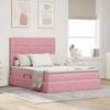 Storage Bed with Mattress Pink 140 X 200 Cm Velvet
