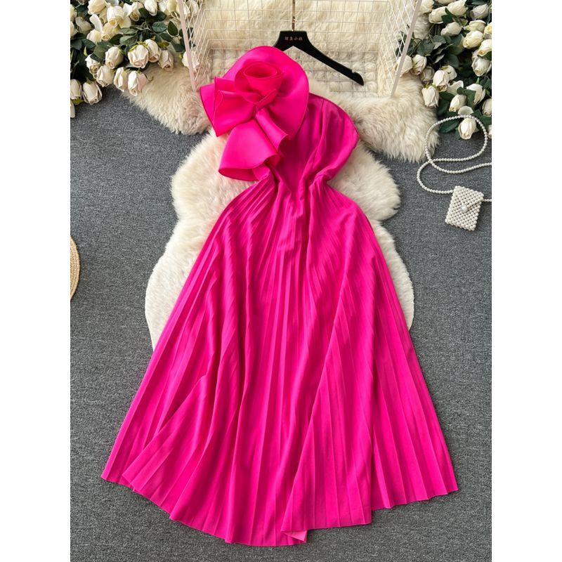 Banquet Three-Dimensional Flowers Silm Long Pleated Skirt