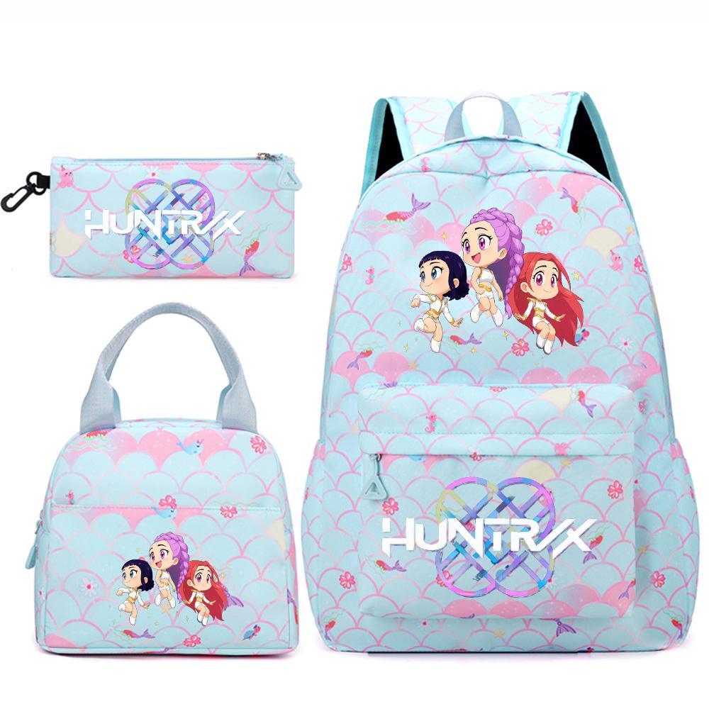 3Pcs/set Cute Kpop Printed Backpack Handbag Pencil Case for Teenger Student Girl Boy Schoolbag Kid Bookbag Large Capacity Travel Bag Gift Mochila