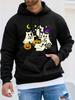 Halloween Themed Unisex Autumn/Winter Long-Sleeve Hooded Sweatshirt, Family and Pumpkin Creative Print Casual Versatile Top, Daily Commute and Leisure