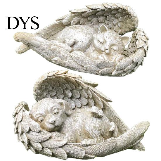 Decorative Display Mold Sleeping Dog Angel Wing Design Exquisite Statue Resin Garden Home Ornament Accessories for Decor Model