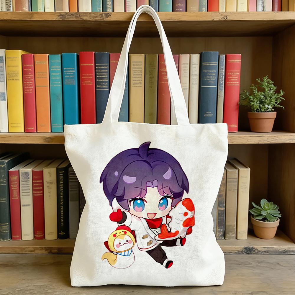 35x40CM Love and Deepspace Cute Rafayel Marine Life Handbag Anime Cosplay Qiyu Cartoon Single-shoulder Canvas Bag Game Fans