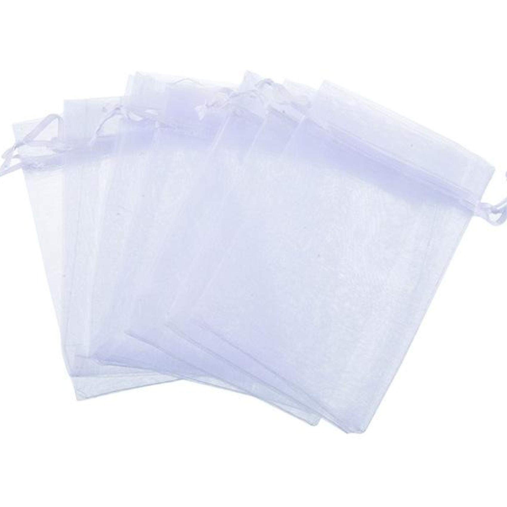 

COLORBIRD Organza Drawstring Bags for Gift Wrapping, Valentine s Day (White, 17x23cm, 10 count)