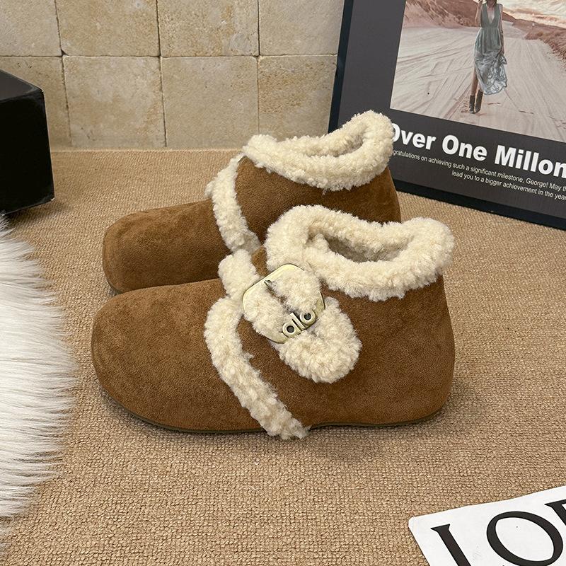 

Women s thick-soled one-step winter warm fur an inner lining long plush snow boots non-slip wear casual sports cotton boots 40