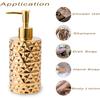 Gold Bathroom Countertop Soap Dispensers,Luxury 12 oz Refillable Soap Dispenser Bathroom,Brushed Gold Ceramic Hand Lotion Dispenser Soap Dispenser