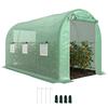 Garden Tunnel Greenhouse Ground Area 8 M² 4L X 2W X 2.05H M Tubular Frame Zipped Door 6 Roll-Up Windows Green