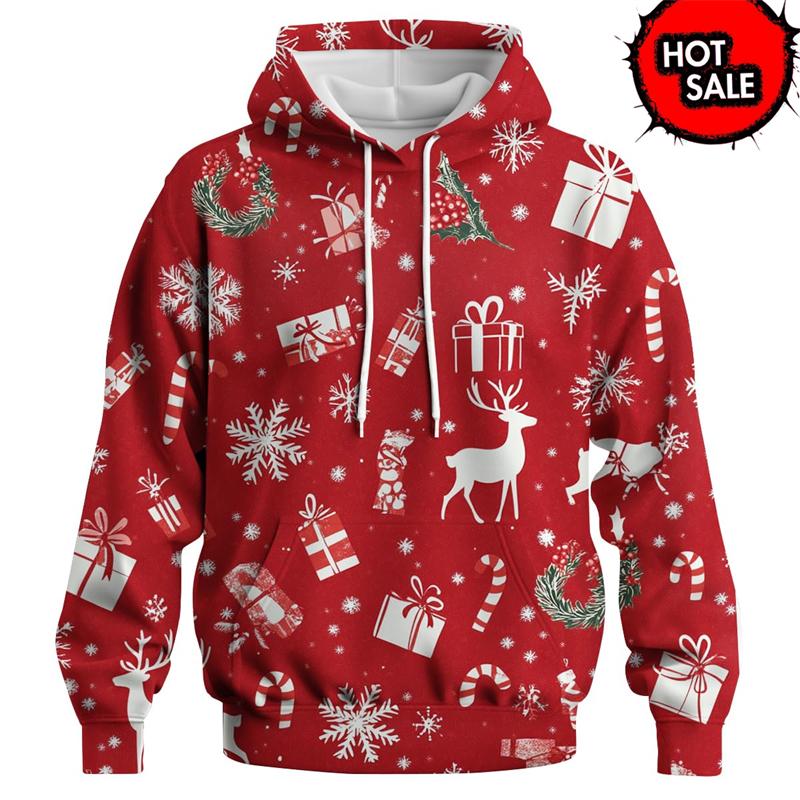 Felpa con Cappuccio Grafica da Uomo Babbo Natale alla Moda Divertente Muscolosa Felpa con Cappuccio Stampata Uomo Felpa con Cappuccio Brutta Vacanza di Natale Abbigliamento