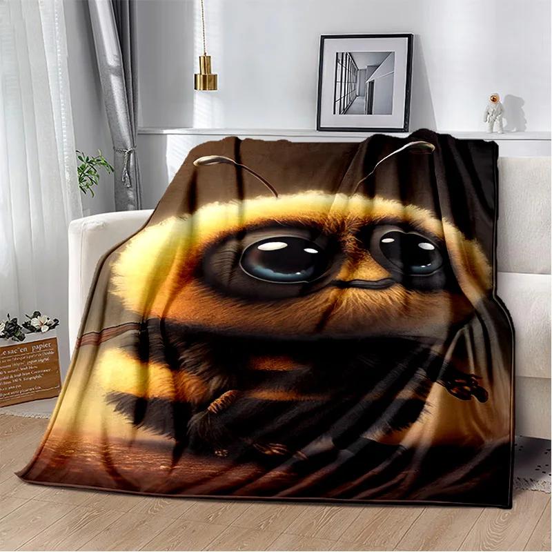 

3D-ковдра з мультфільмом «Симпатична бджола», м’яка ковдра для домашньої спальні, ліжка, дивана для пікніка, подорожей, офісної ковдри, дитячої 75x90cm