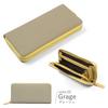 Blanc Pomme Women's Genuine Leather Long Wallet, Two-Tone Design, Large Capacity, Greige, bp-1067