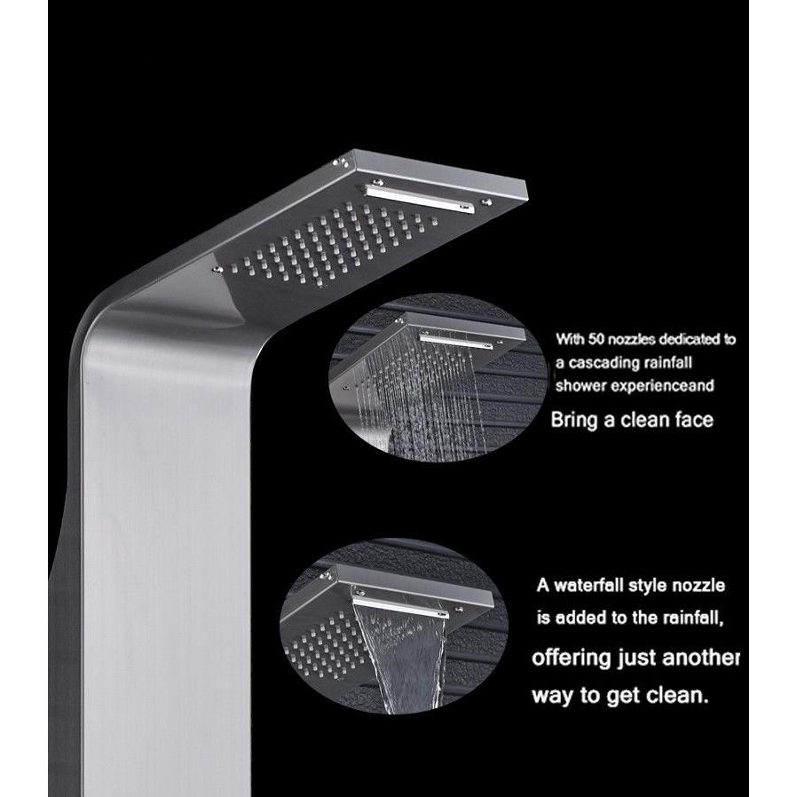 Brushed Nickel Shower Hand Shower Panel Tower Rain Waterfall Massage System Jet Tub Tap & Tub Spout Tower Shower Column