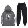 Unisex Anime-Inspired Hooded Sweatshirt Set Winter Thick Cotton Blend Tracksuit Teens Adults