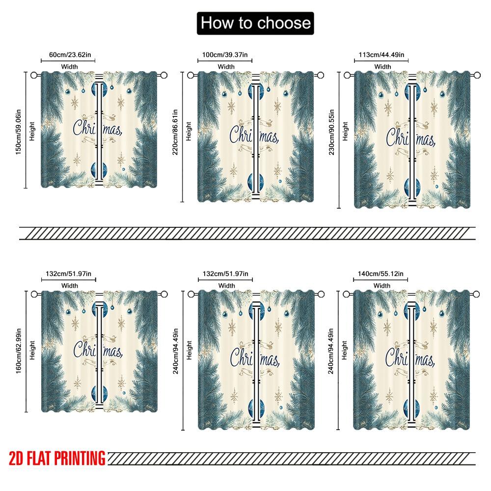2pcs,2D Plane Printing Print Curtains Christmas Tree Ornaments Festive Woodland (3) Versatile Fabric (without Rod) Versatile All
