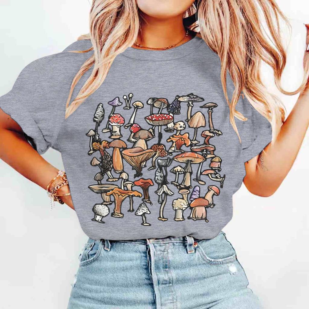 Vintage Wild Mushroom T Shirt Meme Gift Shirt Funny Tee Unisex Women Vintage Style Aesthetic Unisex Crew Neck Short Sleeve Tee
