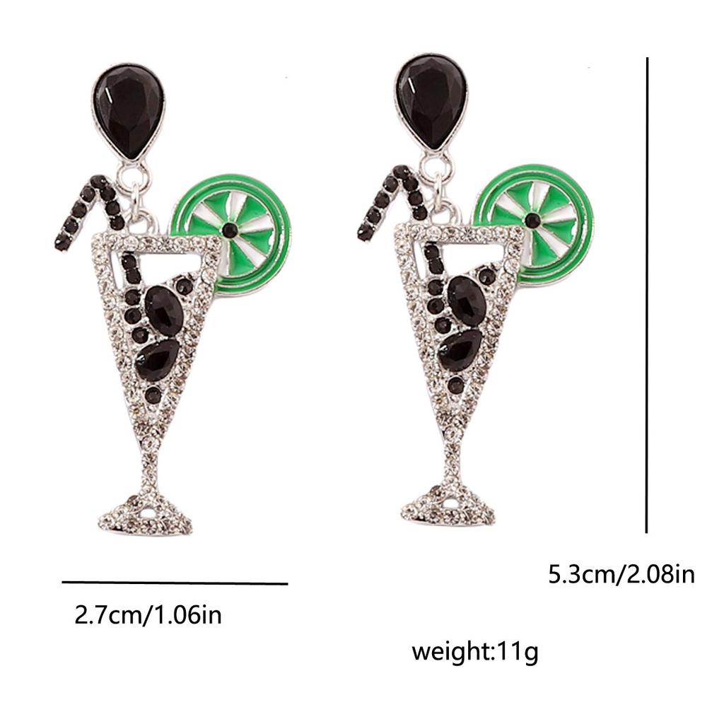 Amazon Popular Juice Cup Creative Accessories European and American Cocktail Glass Bottle Shape Jewelry Girl Earrings Earrings