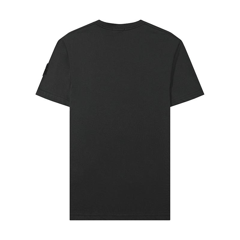 Bavlněné tričko s klasickým kulatým výstřihem v jednobarevném provedení Stone Island s nášivkou