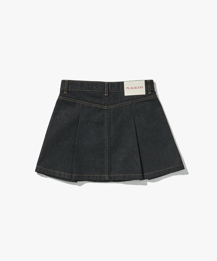 Plack Woman Pleated Mini Denim Skirt M21