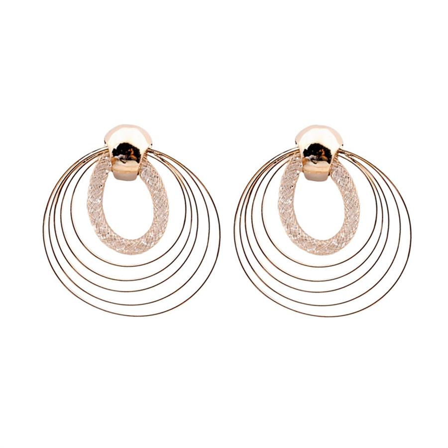 Big Round Multilayer Circles Drop Earrings Wire Spiral Geometric Metal Exaggerated Wedding Party Jewelry Pendientes